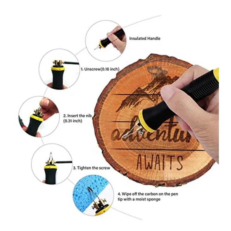 Custom Pyrography Wood Burning Kit Wood Burner Tool Dual Pen 60W Upgraded Adjustable Pyrography Machine