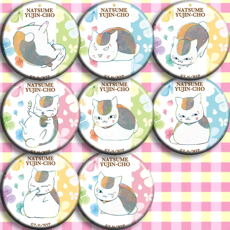 Natsume Takashi‌ ‌Cat Tanuma Kaname Natsume Reiko Popular Anime Two-dimensional Peripheral 58MM Tinplate Badge Student Gifts