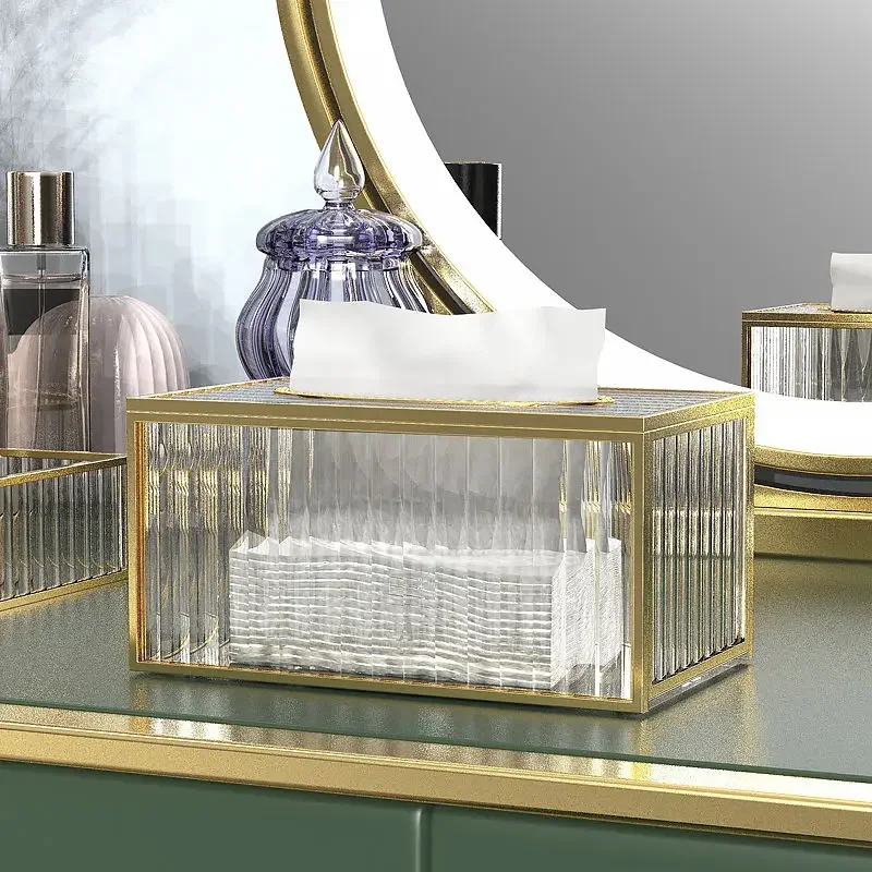 1pc Glass Tissue Box Ornament Bedroom Desktop Tissue Box Living Room, Bathroom, Dining Room Desktop Paper Box Home Decor