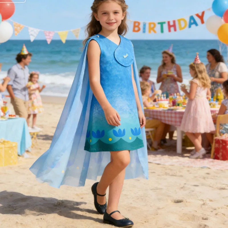 

Carnival Party Dresses For Girls Pobby Dress Birthday Party Purim Pobby Cosplay Girls Costume Kids Beach Holiday Blue Dresses
