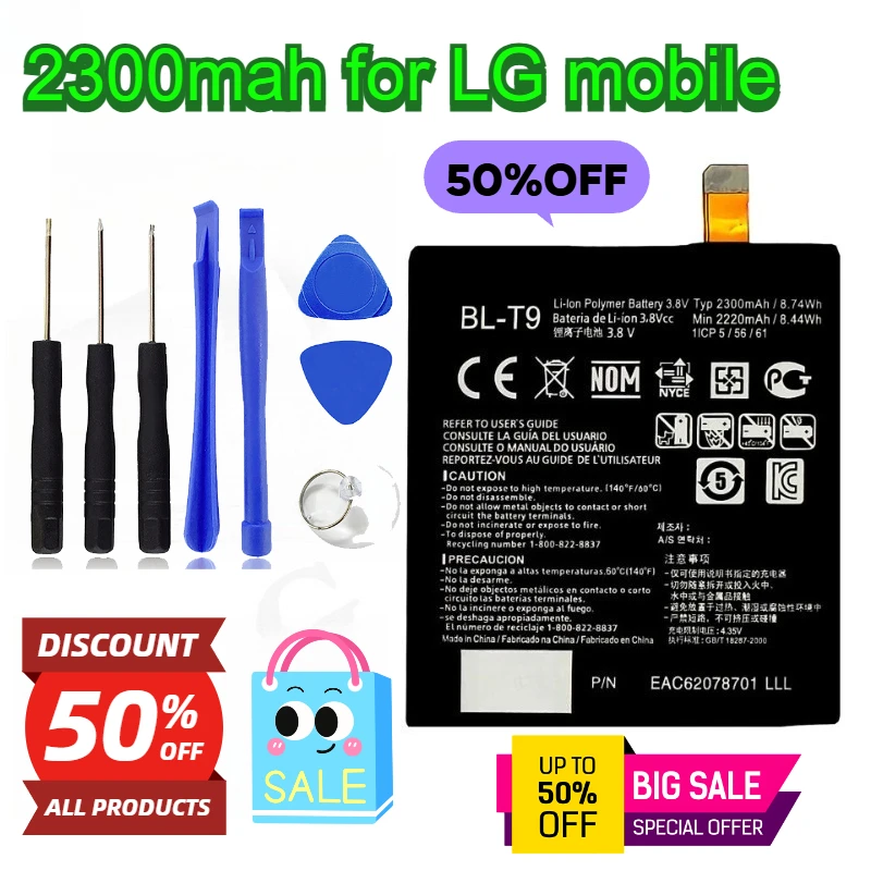 

2300mah for LG Nexus5 Mobile Phone Battery Built - in Battery for Google 5 BL - T9 Mobile Phone Batteries Fast Charging Durable