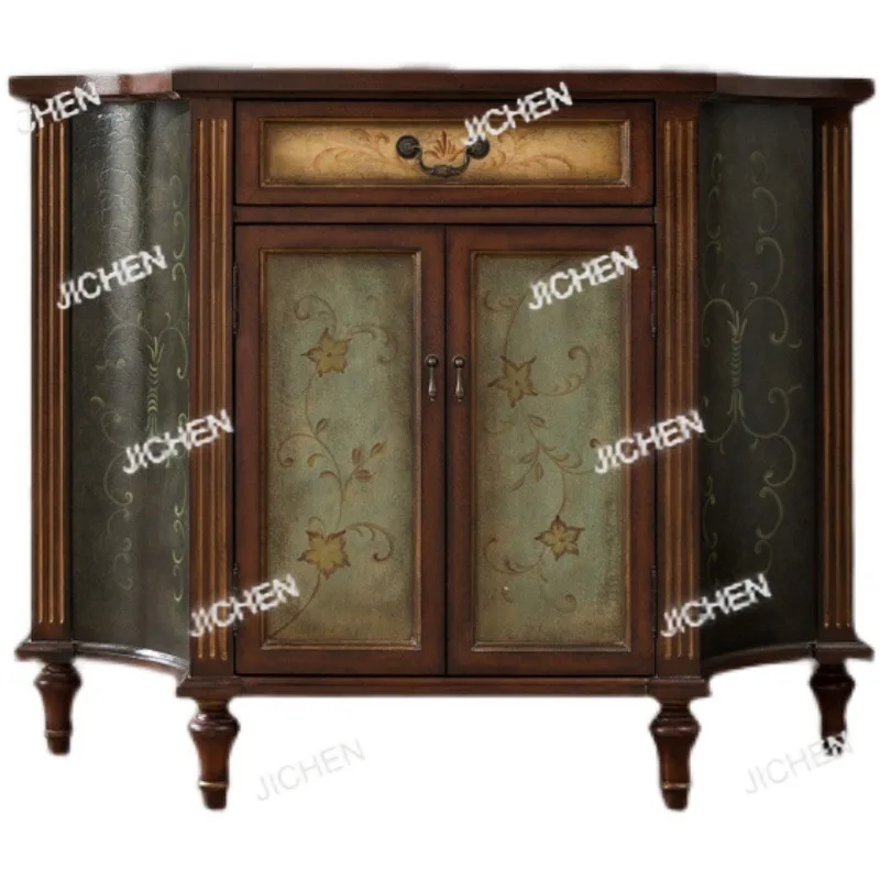 

Американский шкаф-тумба для прихожей в стиле легкой роскоши, из массива дерева, винтажный, ручной работы, для гостиной и коридора