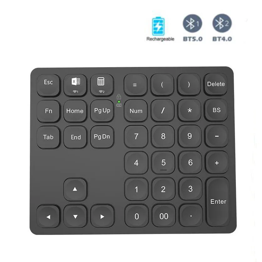 

Jomaa Bluetooth Number Pad Multi-Device Wireless Numeric Keypad Dual Mode Slim Bluetooth Numpad 36 Key for Laptop Mac MacBook