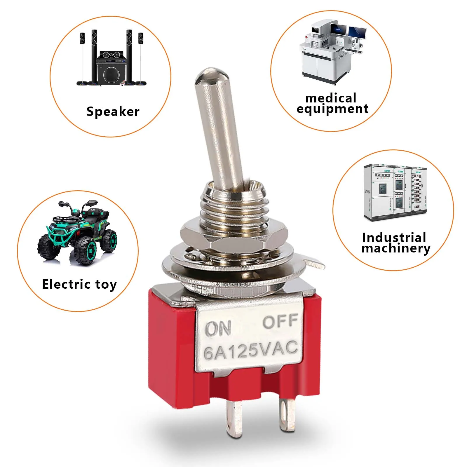 ミニチュアSPSTTオン/オフトグルスイッチ,2ポジション,2端子,Mts-101, 6a, 125v,3a, 250v,ダッシュボード,電子,10個