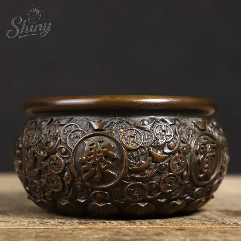 

Copper Retro Decorative Treasure Basin for Home Placement To Attract Wealth Living Room Decoration