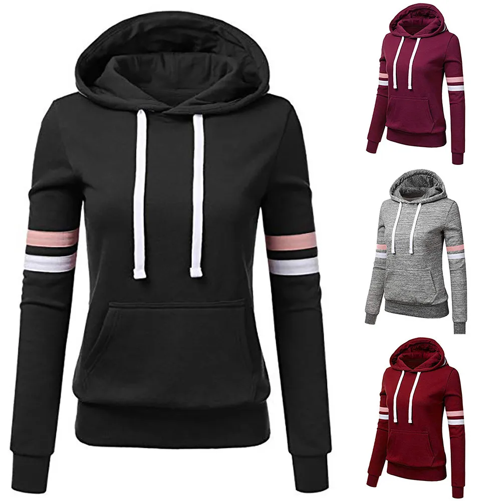 Sweats à capuche à rayures surdimensionnés pour femmes, sweat-shirt à manches longues, pull à capuche Harajuku, proximité coréenne, chemisiers à capuche Wstring, vêtements de sport, Y