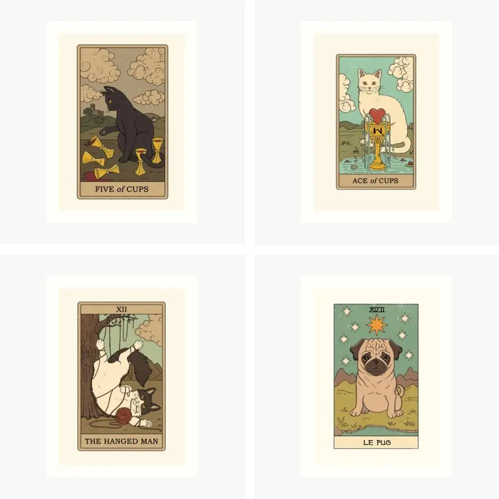 Cats Tarot Art Sticker Car Window Bumpers Die-cut Vinyl Stickers Decorative Accessories