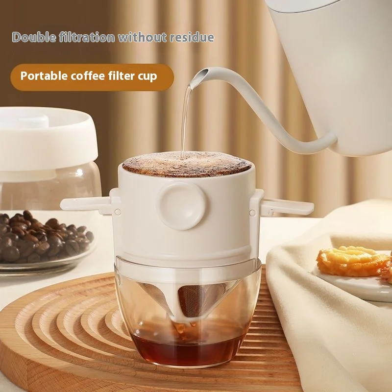 

Stainless Steel Coffee Filter Reusable Portable Pour Over Dripper Cone Brewer Kit with Mesh Paper Needed for Home Office Travel
