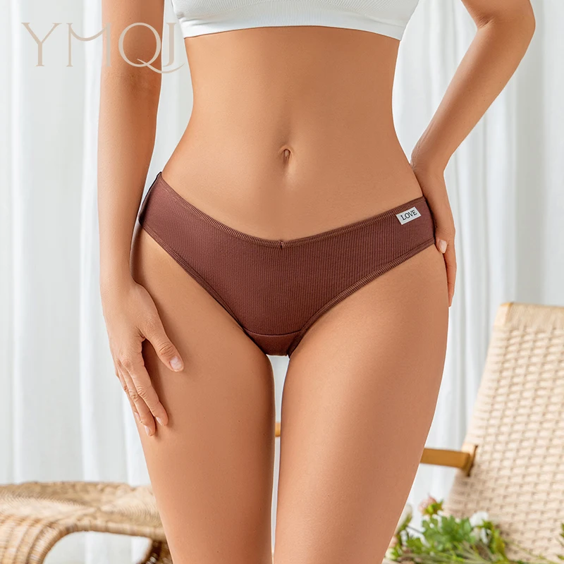 Women's Panties Breathable Fitness Briefs Screwed Fashionable Sexy Low Waisted Cotton V-shaped Underwear