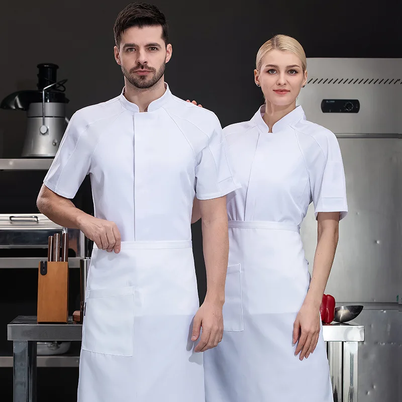 chef's-work-uniform-short-sleeved-summer-breathable-lightweight-workwear-for-hotel-and-restaurant-kitchens-men's-suit