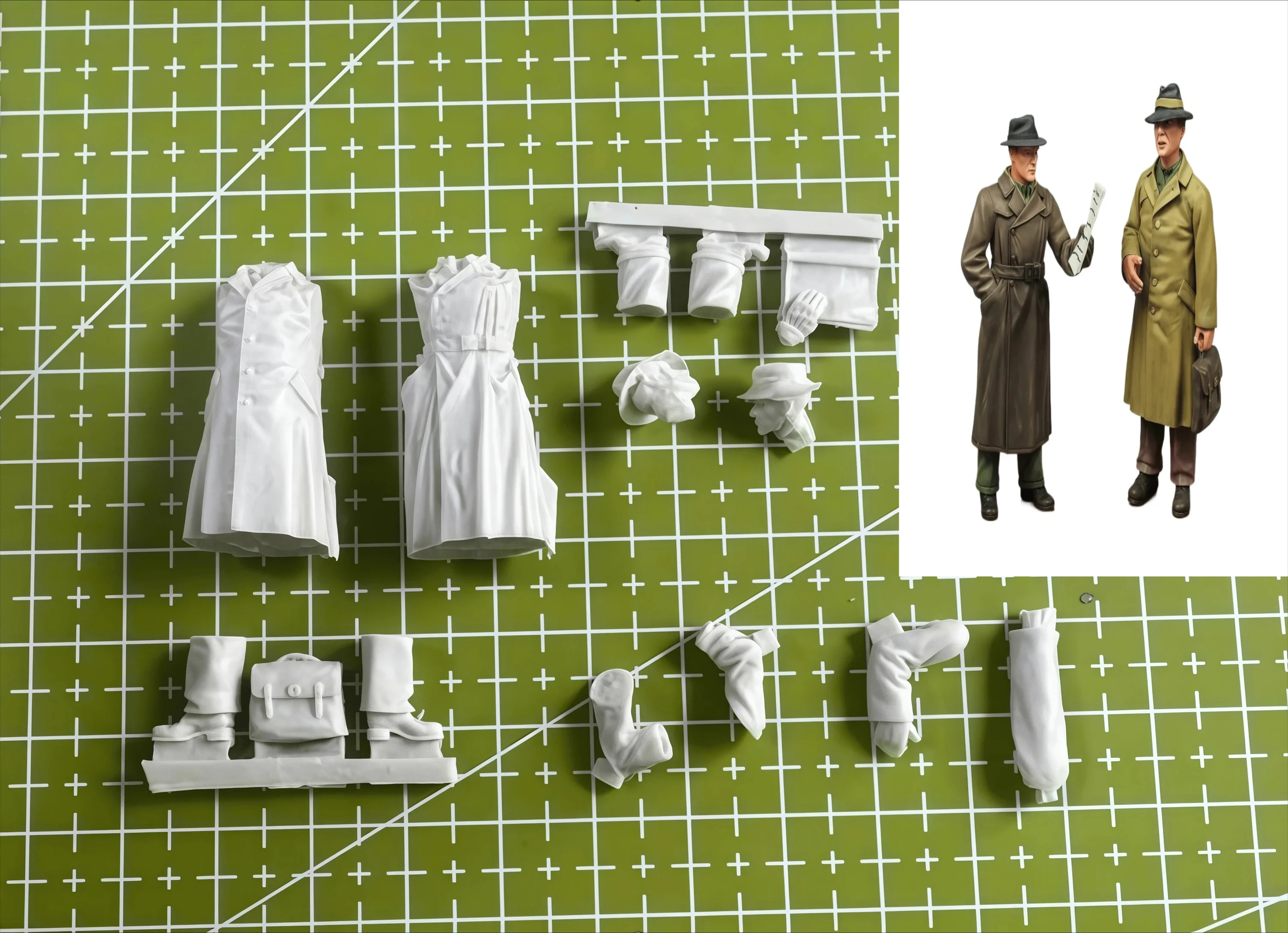 1:35 Resin Model, Scene Model Making for 2 Civilians Gk, Uncolored Model