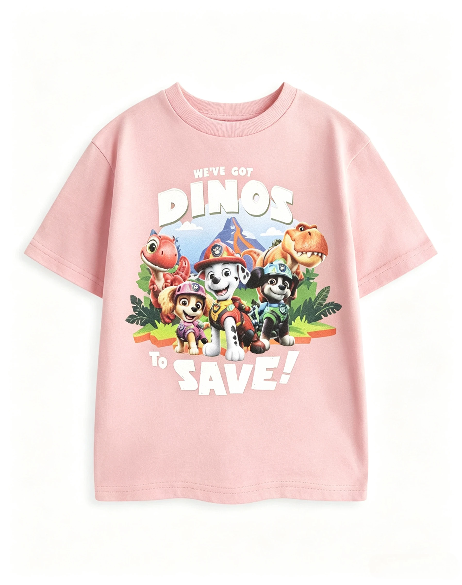 Cartoon PAW Patrol Dino Rescue Kids Short Sleeve T‑Shirt Boys Girls Dinosaur Graphic Summer Children Casual Tee Tops