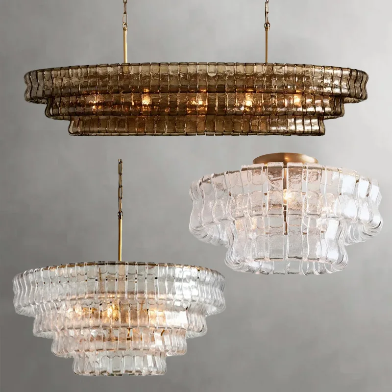 

2025 French vintage glass chandelier with E14 bulb for dining room, bar, living room home decoration