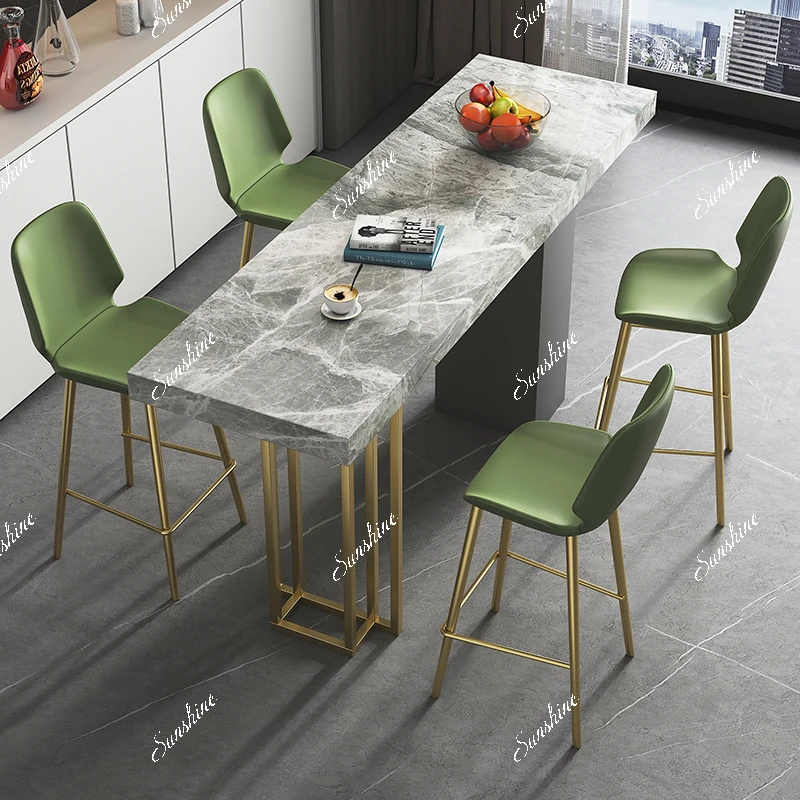 Living room, rock slab bar table, integrated, home high feet, simple and high-end sense
