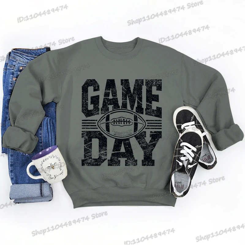 Game Day American Football Damenbekleidung Vintage Rugby Rugby Bedruckt Herbst Winter Pullover Fleece Fußball Sweatshirts Geschenke