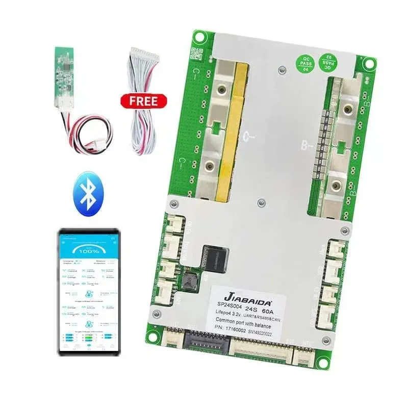 JIABAIDA 8S 24V BMS LiFePo4 10S 13S 14S 16S 48V 20S 21S 24S Lithium Battery 40A 60A 120A 150A 200A 80A100A JBD Smart BMS BT  CAN