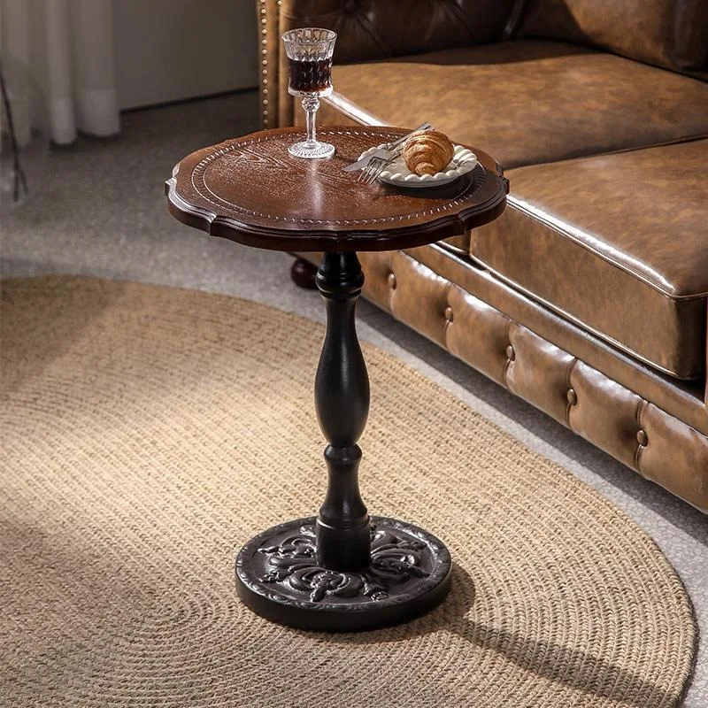 American retro sofa edge few solid wood furniture corner few living room French coffee table balcony casual small round table co