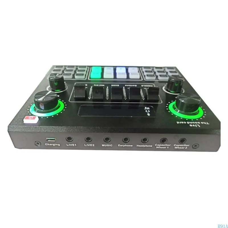 R91A V9サウンドカードUSBヘッドセットマイクウェブキャストライブストリーミングサウンドカード携帯電話コンピューター歌