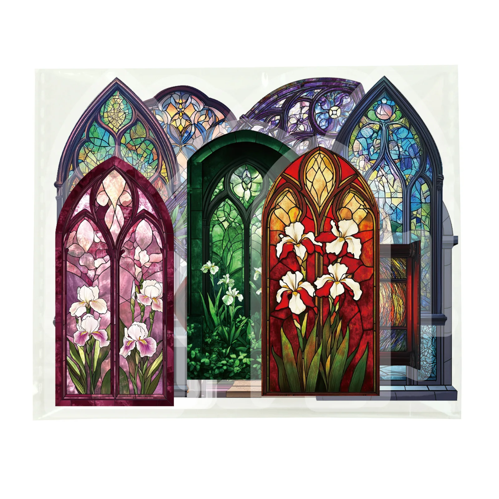 10/30/50PCS Fashion Vintage Europese Stijl Gekleurde Glazen Venster Serie Stickers voor Water Cup Telefoon Computer notebook Briefpapier