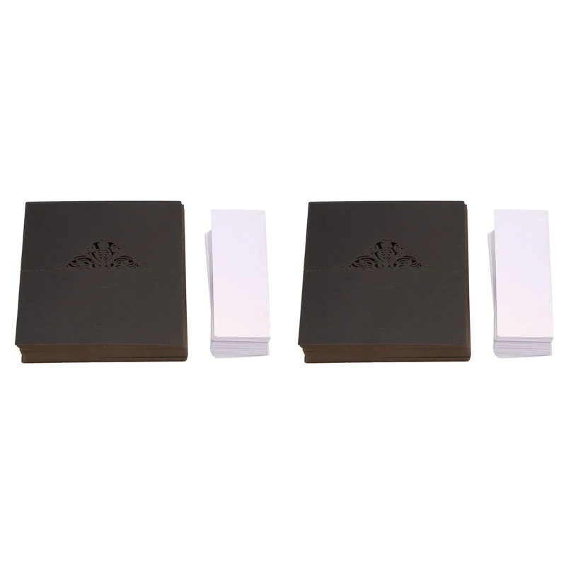200 Pcs Table Place Cards With White Inserts Crown Tent Cards Name Cards For Wedding Banquets Buffet Bridal Black