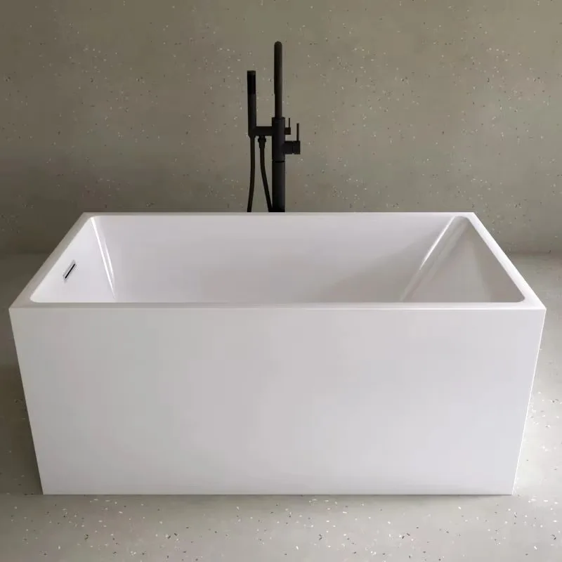 1100/1200/1300mm Small Freestanding Bathtub Acrylic Soaking Square with Chrome Drain Pipe CUPC Certified