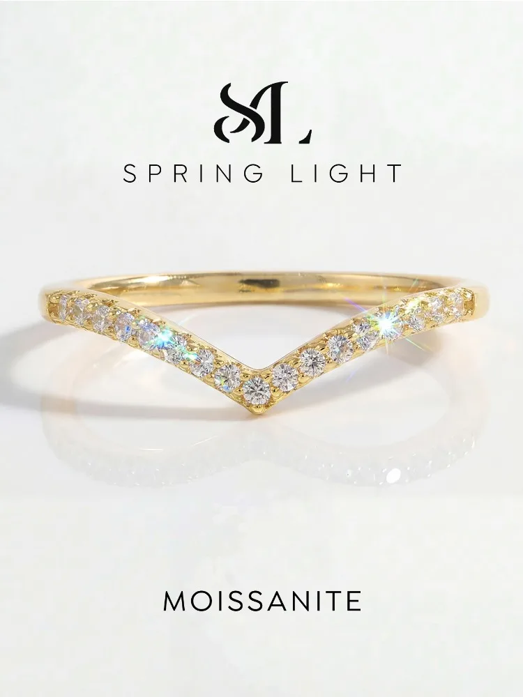 

Real Moissanite Diamond V-Shaped Fashion Shining Rings For Women 925 Sterling Silver Engagement Wedding Jewelry