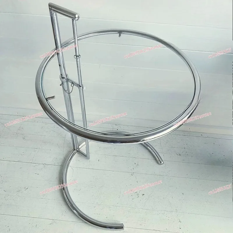 Stainless Steel Height Adjustable Round Coffee Table Side Table for Living Room