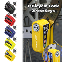 Motorcycle Bicycle Alarm Wheel Disk Brake Lock with Keys Waterproof Bike Alarm Security Padlock Aluminum Alloy Bike Accessories