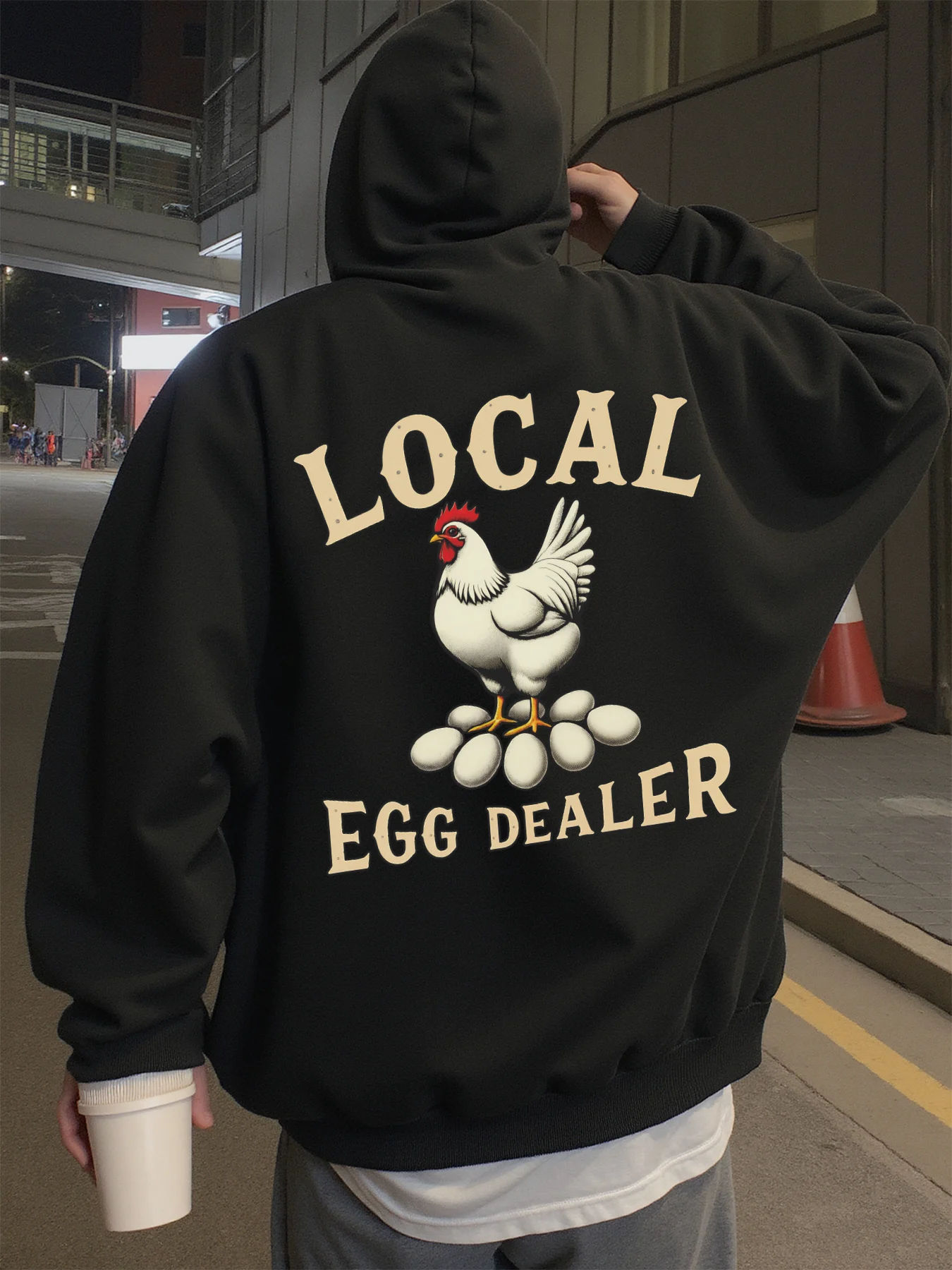 Kapuzenpullover für Herren Street Wear Local Egg Dealer Chicken Graphic Hoodies Männer tragen im Frühling, Herbst und Winter-Sweatshirt
