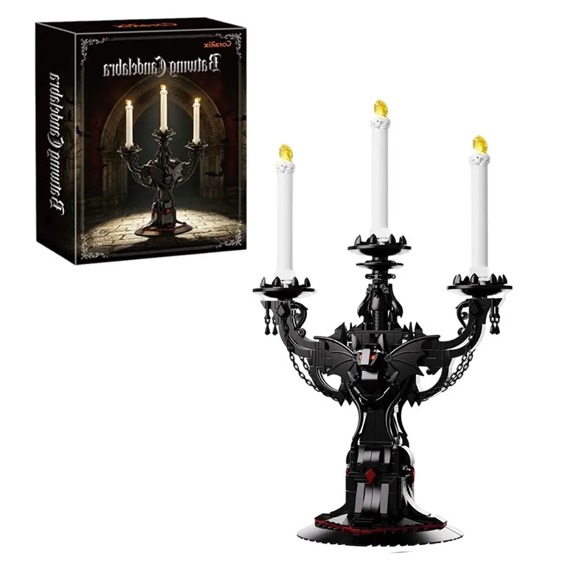 CR101 Batwing Candlestick Building Blocks Gothic Candle Holder Architecture Model DIY Home Room Decorating Present for Adults