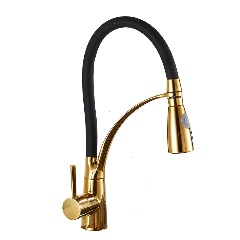 

Brass gold-plated universal kitchen sink sink hot and cold faucet, seated single-hole creative mixing faucet