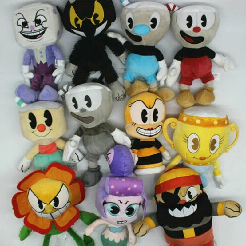 Anime Cuphead Plush Toys Plushie Mugman The Chalice King Dice Stuffed Dolls Cagney Ghost Pelcuhe Pillow Birthday Christmas Gifts