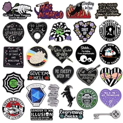 Punk Black Heart Enamel Pins Give'em Hell Gothic Rock Band Music Album Brooches Lapel Badge Jewelry Gift Accessories For Friends