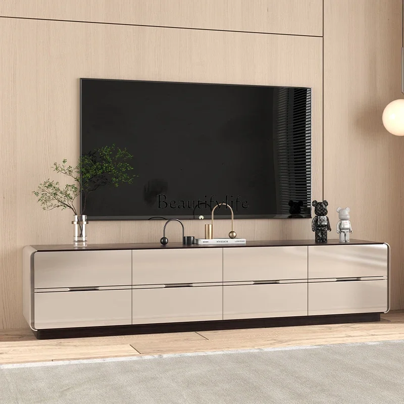 

10 Italian minimalist TV cabinet living room home floor storage light luxury high sense wall floor cabinet