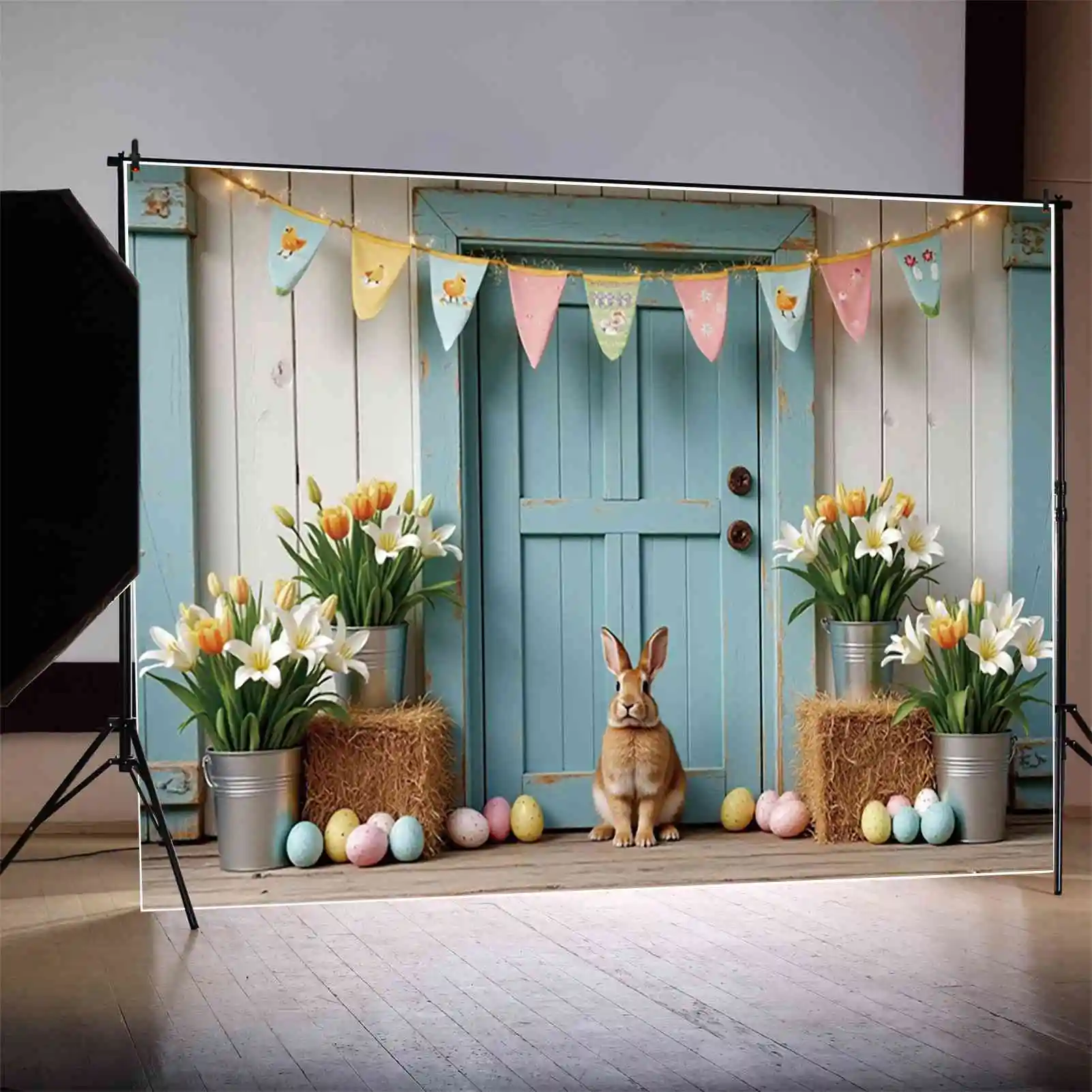 ريفي عيد الفصح الديكور صورة خلفية الأطفال عطلة حزب الباب فوتوزون خلفية استوديو التصوير فوتوبوث