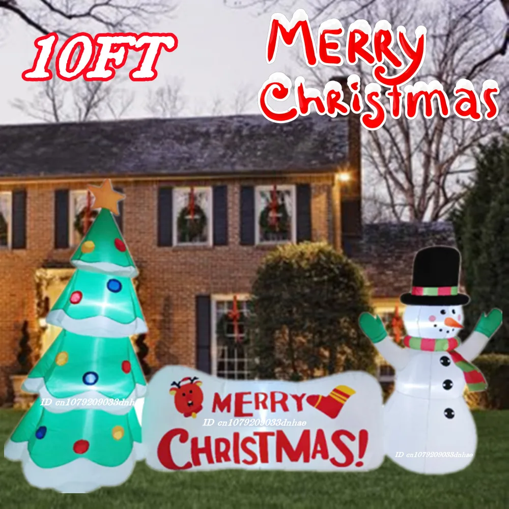 

3M Inflatable Christmas Tree Banner Snowman Model Toy Built-in LED Lights Indoor Outdoor Xmas Party Garden Lawn Decoration Prop