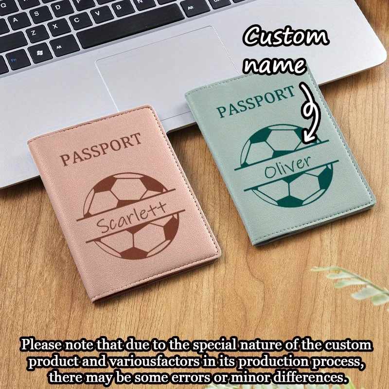 1pc Customized Name Soccer Pattern Passport Holder - Classic Style, Travel Wallet with Card Slots And ID Holder, Stylish Gift