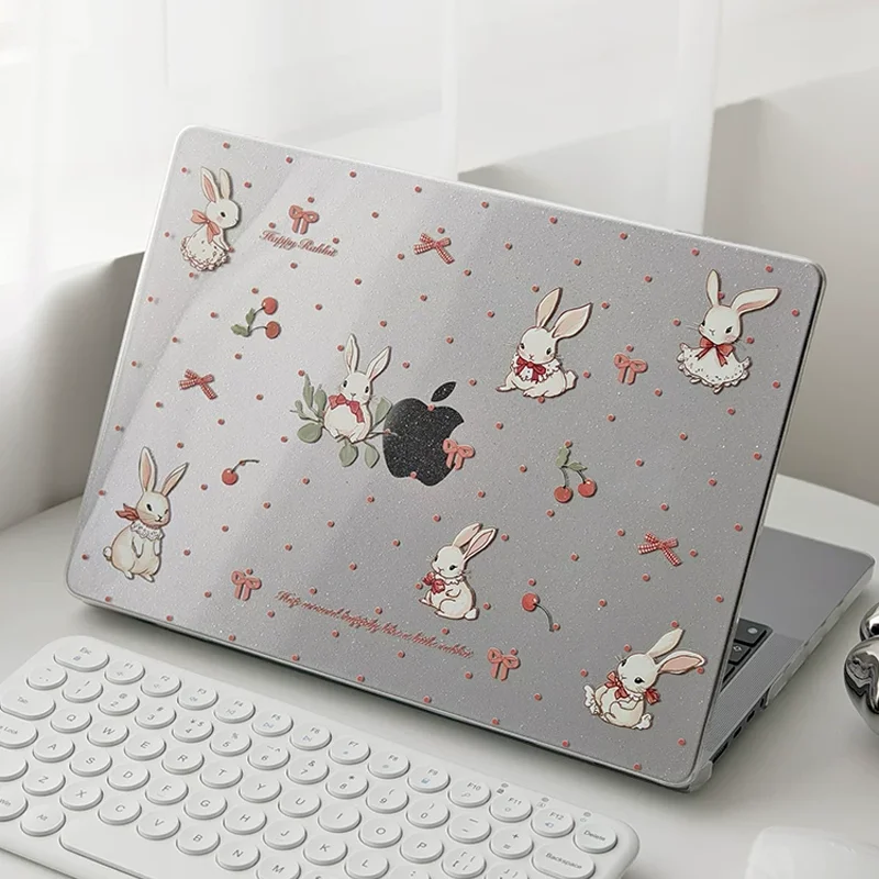 Cute Rabbit Cherry Red Polka Dots Laptop Case For Macbook Neo13 A3404 New Air Pro 13 14 15 16 M1 M2 M3 M4 M5 Chip Cover