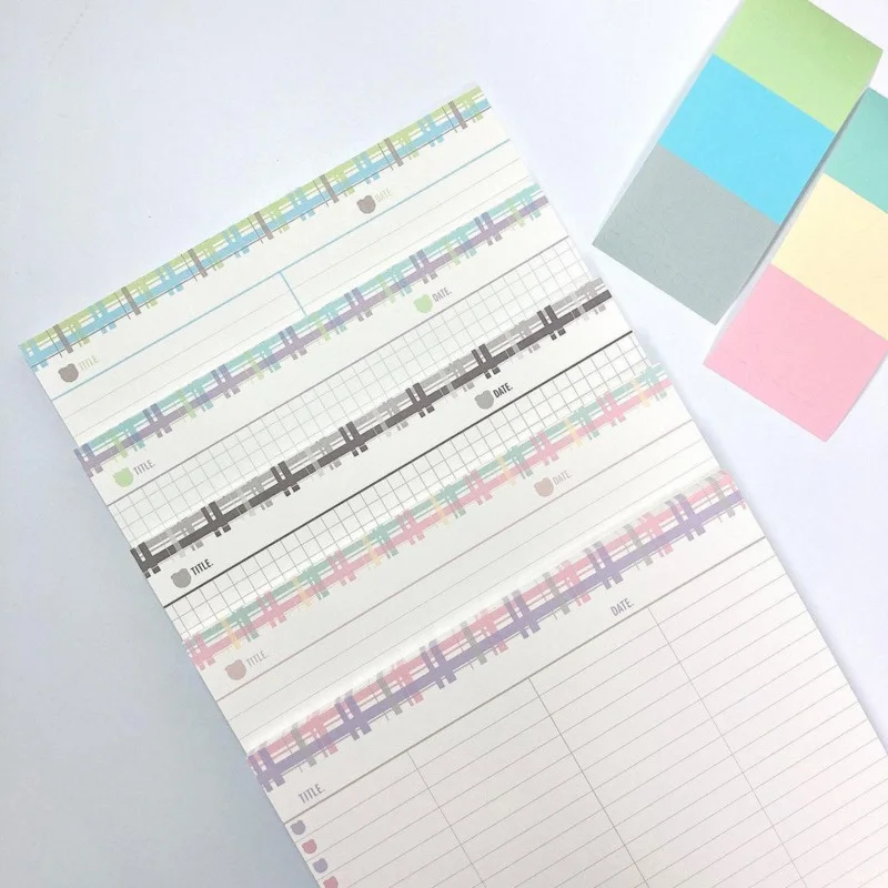 Ins Colored Plaid Border Cute Memo Pad B5 Grid Student Learning Notes School Stationery diary Notebook 30 Sheets Loose-leaf