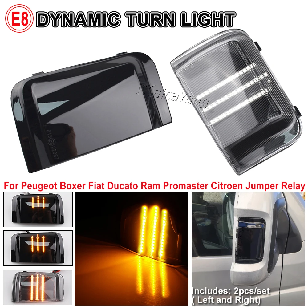 Dynamic LED Side Mirror Indicator Sequential Blinker Lamp Turn Signal Light For Fiat Ducato Citroen Jumper Relay Peugeot Boxer