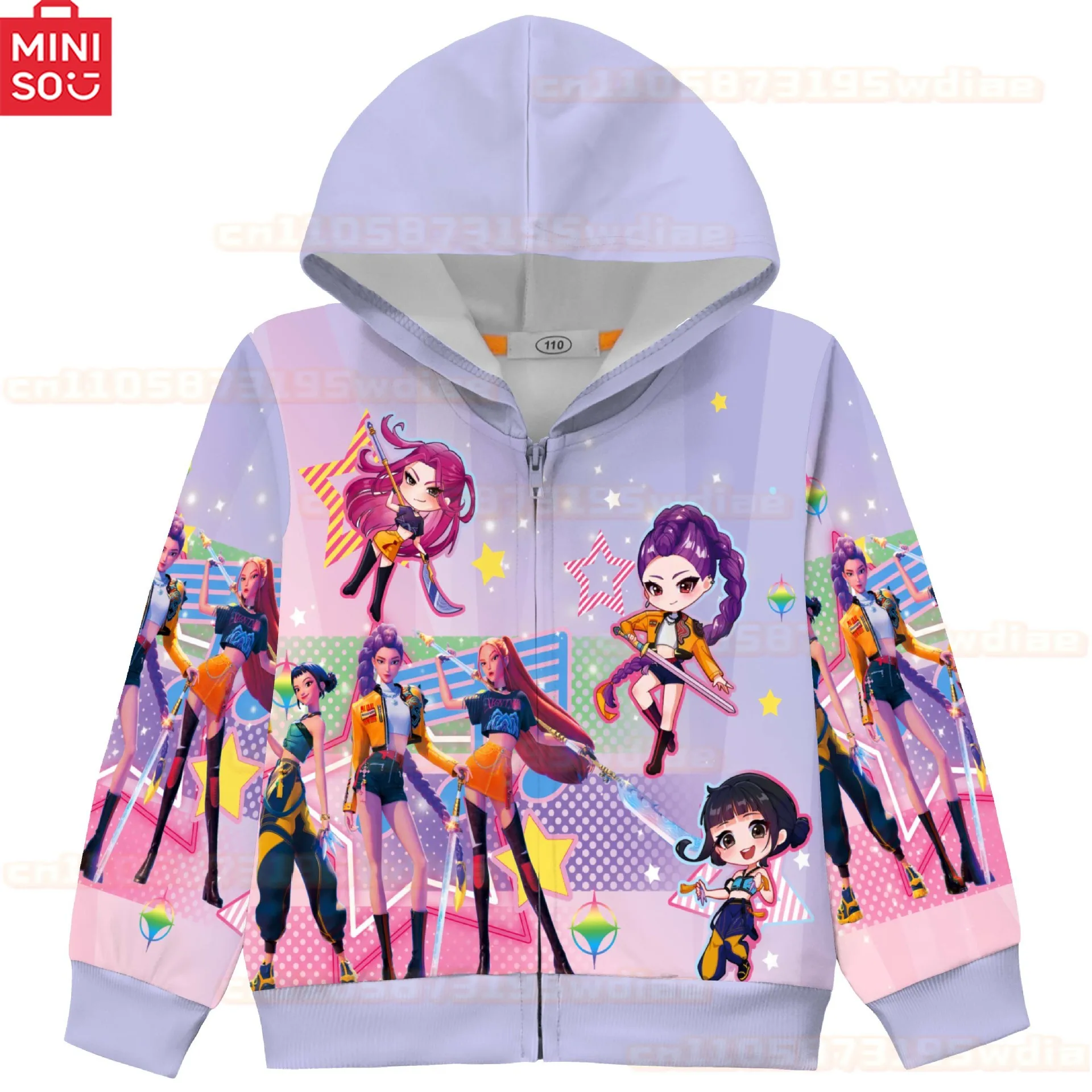 

MINISO RUMI Kpop Demon Hunters Boys Girls Outwear Jacket Kids Long Sleeves Hoodie Children Coat For Halloween Cosplay Costume
