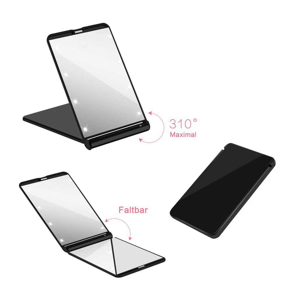

Led Lighted Makeup Mirror Foldable Portable 315 Degree Rotation Mirror For Bathroom Travel Use Durable Compact