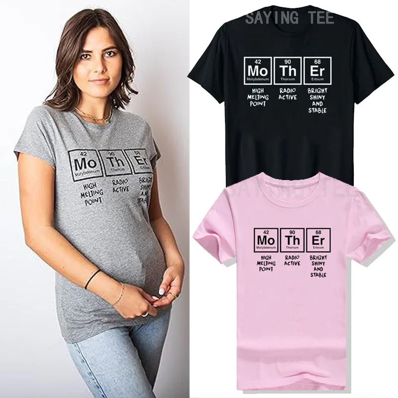 Womens Mother Periodic Table T Shirt Funny Novelty Graphic Mothers Day Saying Tee Letters Printed Nerdy Clothes Graphic Outfits