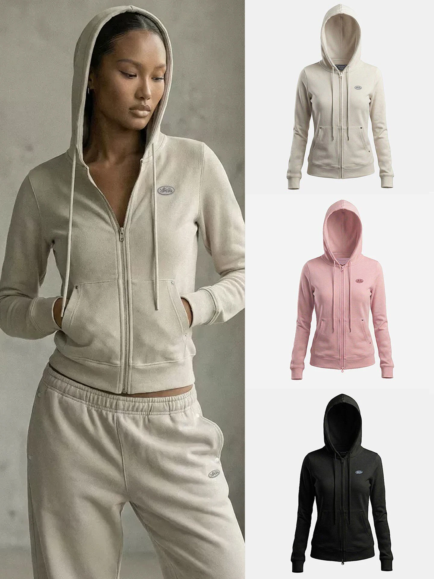 

Retro American Hot Girl Hoodie Women's Casual Sports Top Trendy Outerwear Long Sleeve Zipper Closure Loose Fit Spring Style