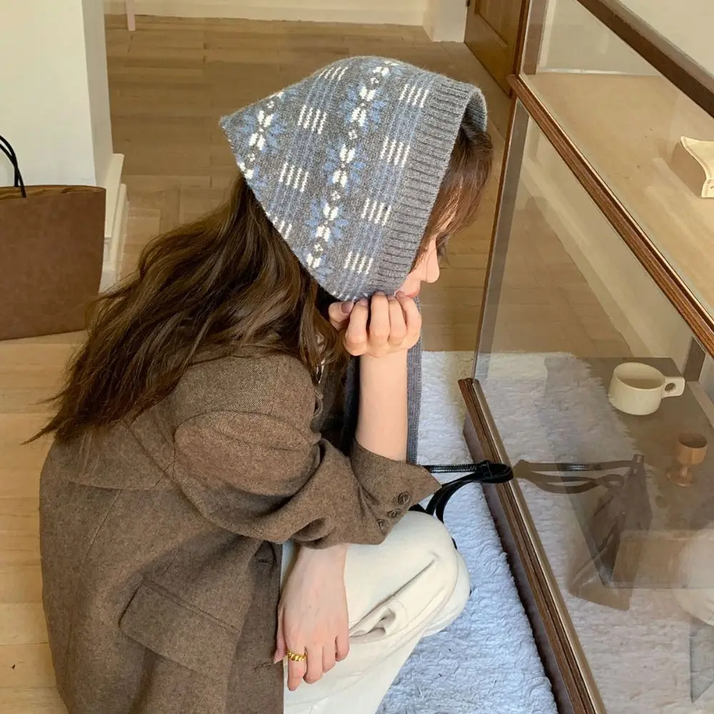 Turbante bohemio, pañuelo triangular tejido, cálido, estilo vintage, fajín estampado, cinturón de estilo étnico, ropa de calle.