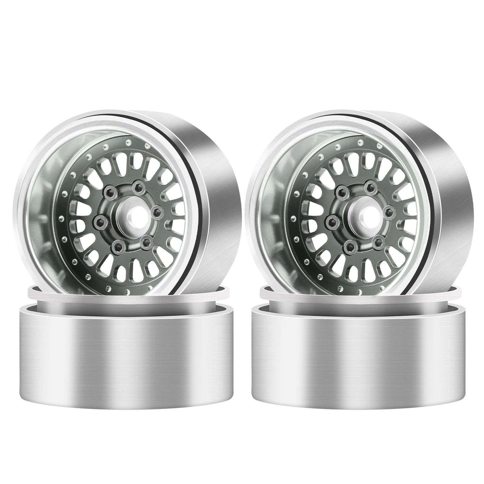 DashRC 1.9 Beadlock Wheel Rim, Aluminum Negative Offset 10.5mm 164g Super Heavy Deep Dish Wheels for 1/10 RC Crawler SCX10 TRX4