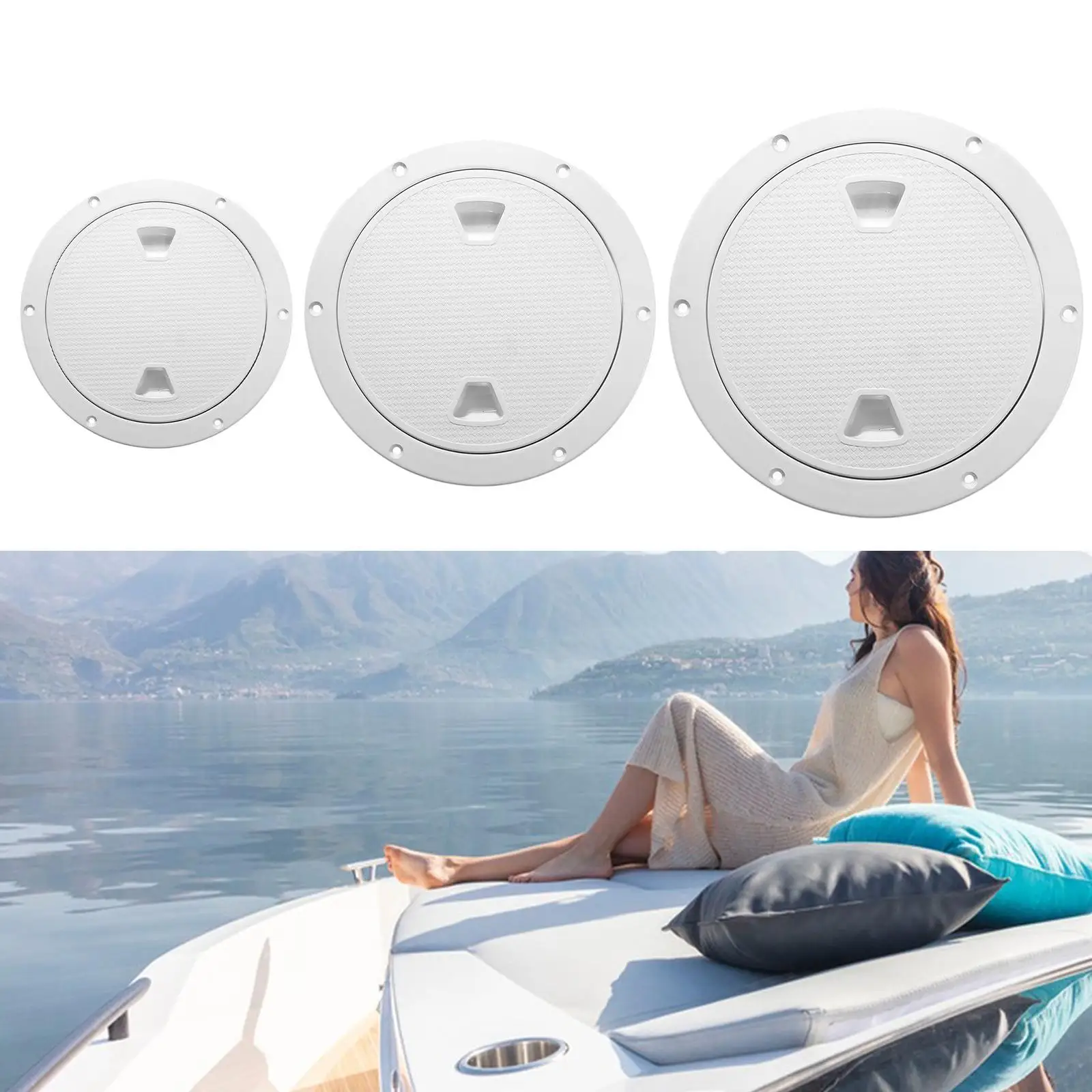 Boat Hatch Cover Ships White with Stainless Steel Screws Round RV Non Slip