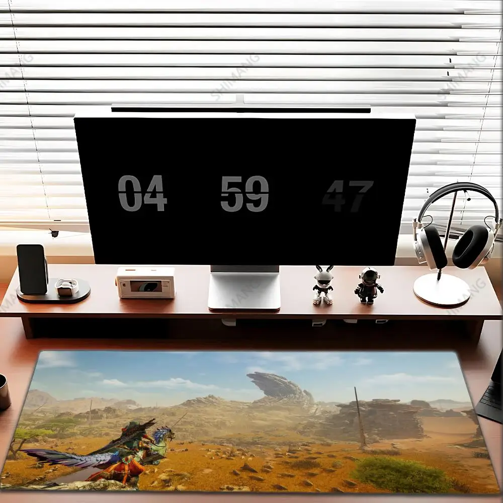 MousePad Game Monster Hunter Wilds Mouse Pad Office Desk Pad Computer Gaming Accessories Stitch Edge Natural Rubber Keyboard Mat