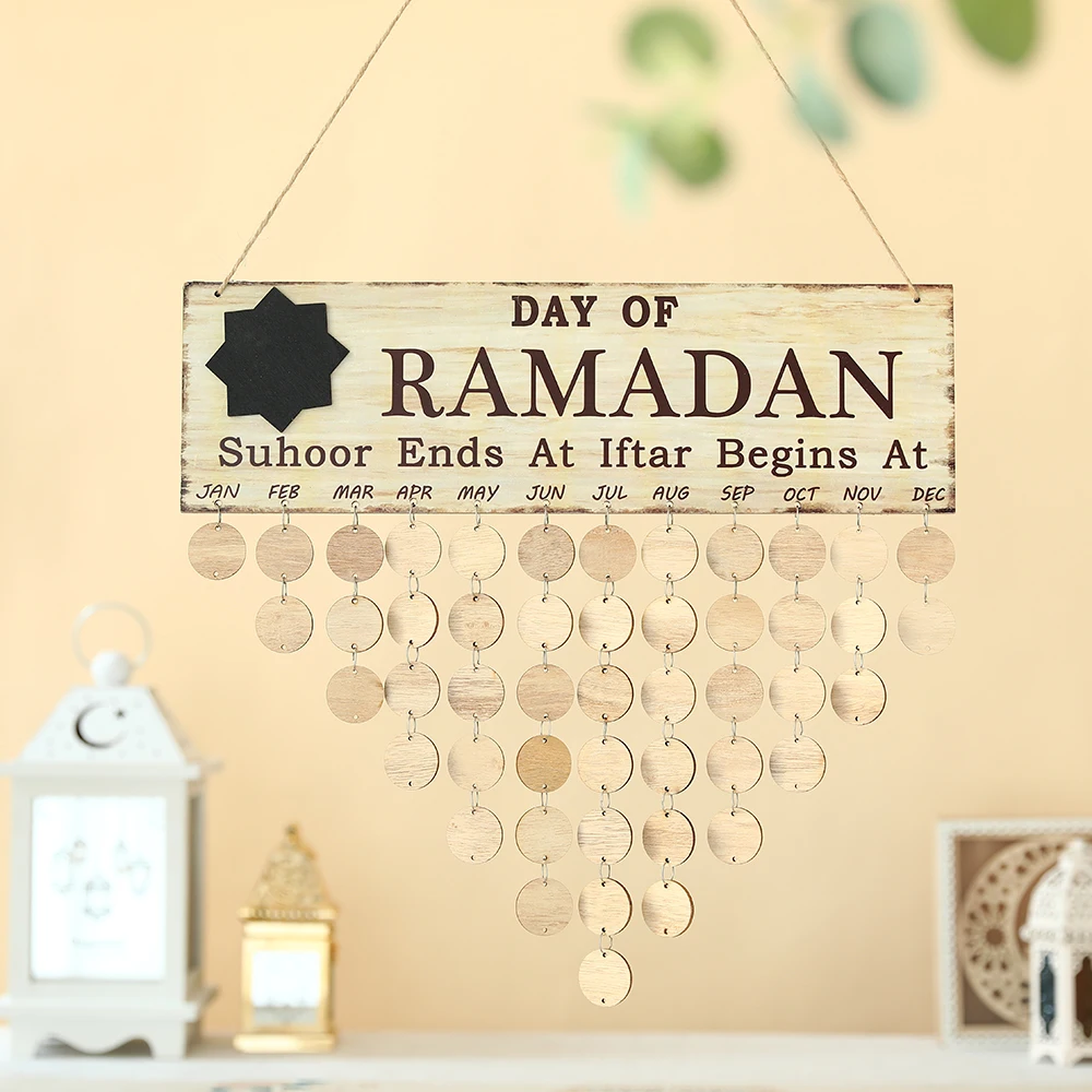 

Eid Mubarak Decor Wooden Calendar Pendant Ramadan Mubarak Ornaments Islamic Muslim Eid Al Adha Party Supplies Kareem Gifts 2025