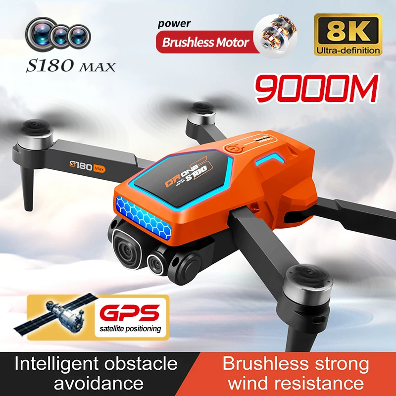 S180 GPS 드론 5G 와이파이 8K HD 듀얼 ESC 카메라, 광학 흐름 360 ° 장애물 회피 브러시리스 모터 RC 접이식 쿼드콥터 장난감 